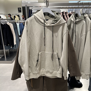 UR国内代购2026春季新款男装休闲撞色抽绳绳结连帽卫衣UML460010