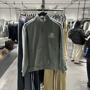 UR国内代购2026春季男装潮流运动撞色条纹印花卫衣外套UUV160015