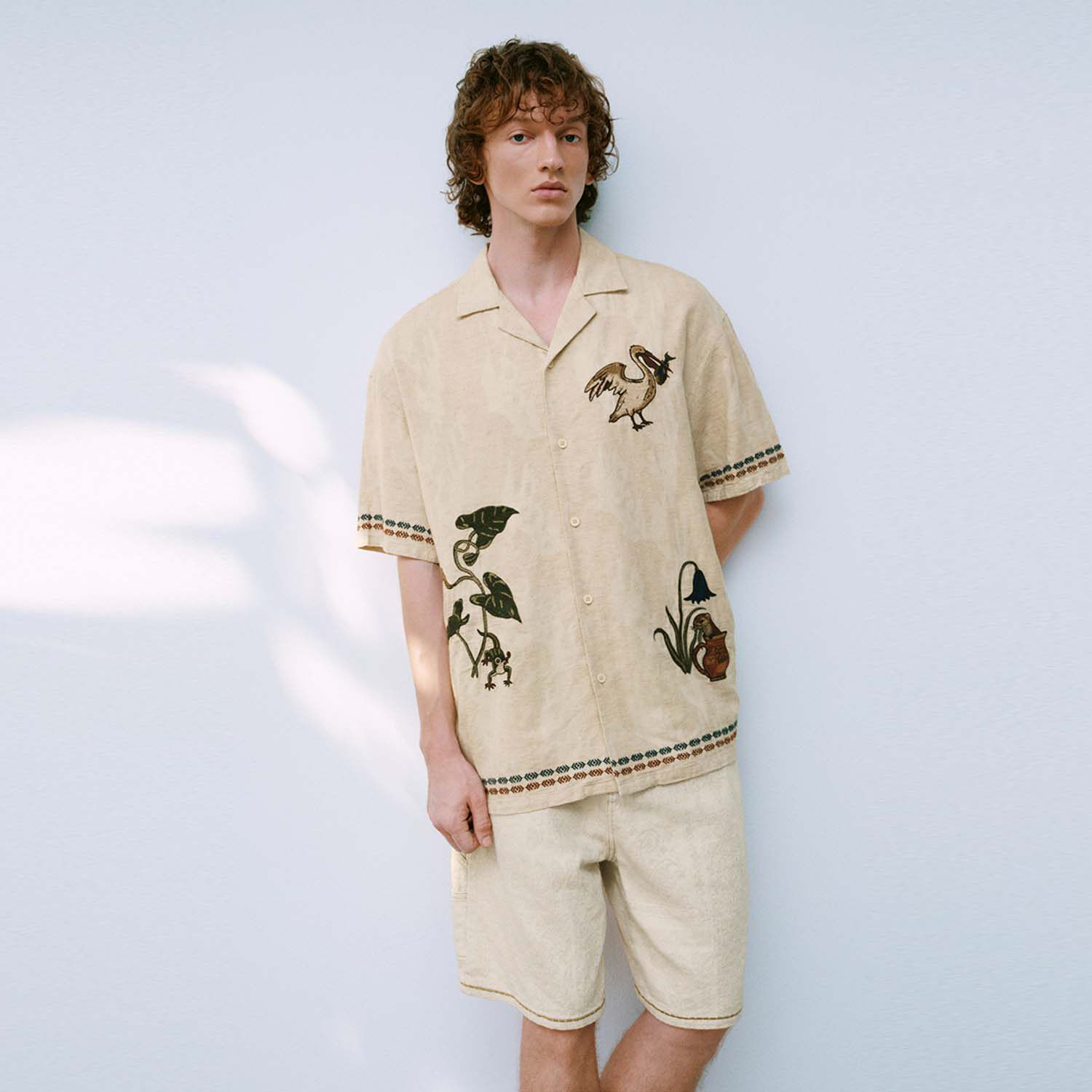 UR国内代购2026夏季男装趣味热带印花度假风开襟短衬衫UML260043