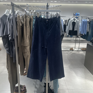 休闲半松紧腰抽绳棉质阔腿裤 女装 UYV650115 2025秋季 UR国内代购