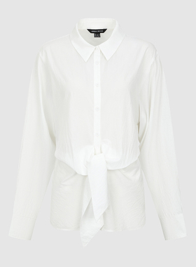 UR国内代购2026春季女装气质设计感绑带翻领开襟衬衫UWM260035