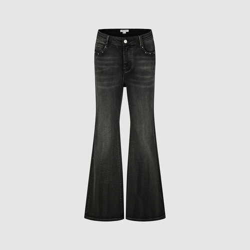 UR国内代购2025冬季女装潮流做旧水洗铆钉喇叭牛仔长裤UYV860014