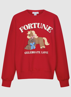 UR国内代购2026春季女装都市趣味红色小马印花圆领卫衣UYU460005