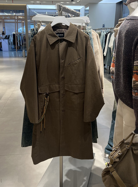 UR国内代购2025秋季男装琥珀流光风撞色绳结超宽松风衣UML150069