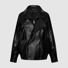 UR国内代购2025冬季女装休闲摩登PU双排扣超宽松外套UWH160001