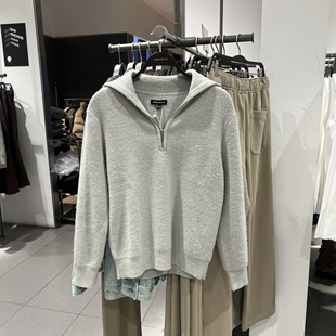 UR国内代购2025冬季男装简约气质立领拉链半开襟针织衫UMM950028