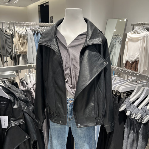 UR国内代购2025秋季女装潮流机能斜拉链立领超宽松外套UWM150061