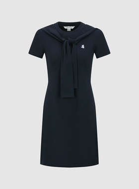 UR国内代购2026春季女装休闲绑带刺绣修身短款连衣裙UYY760026