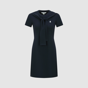 UR国内代购2026春季女装休闲绑带刺绣修身短款连衣裙UYY760026