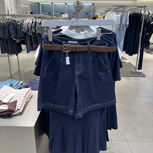 UR国内代购2025夏季女装波嬉风复古腰带装饰牛仔短裤UYU850092