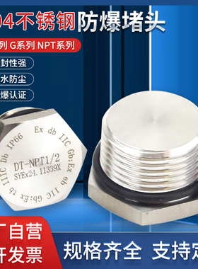 304不锈钢防爆堵头金属实心外丝密封闷盖公制螺纹M20G1/2NPT3/4