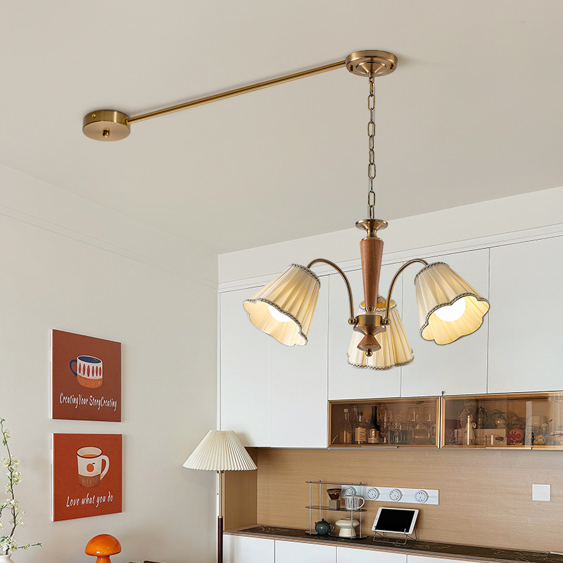 吊灯移位器餐厅风扇灯DIY免开槽配件极简风可改位铬色底盘