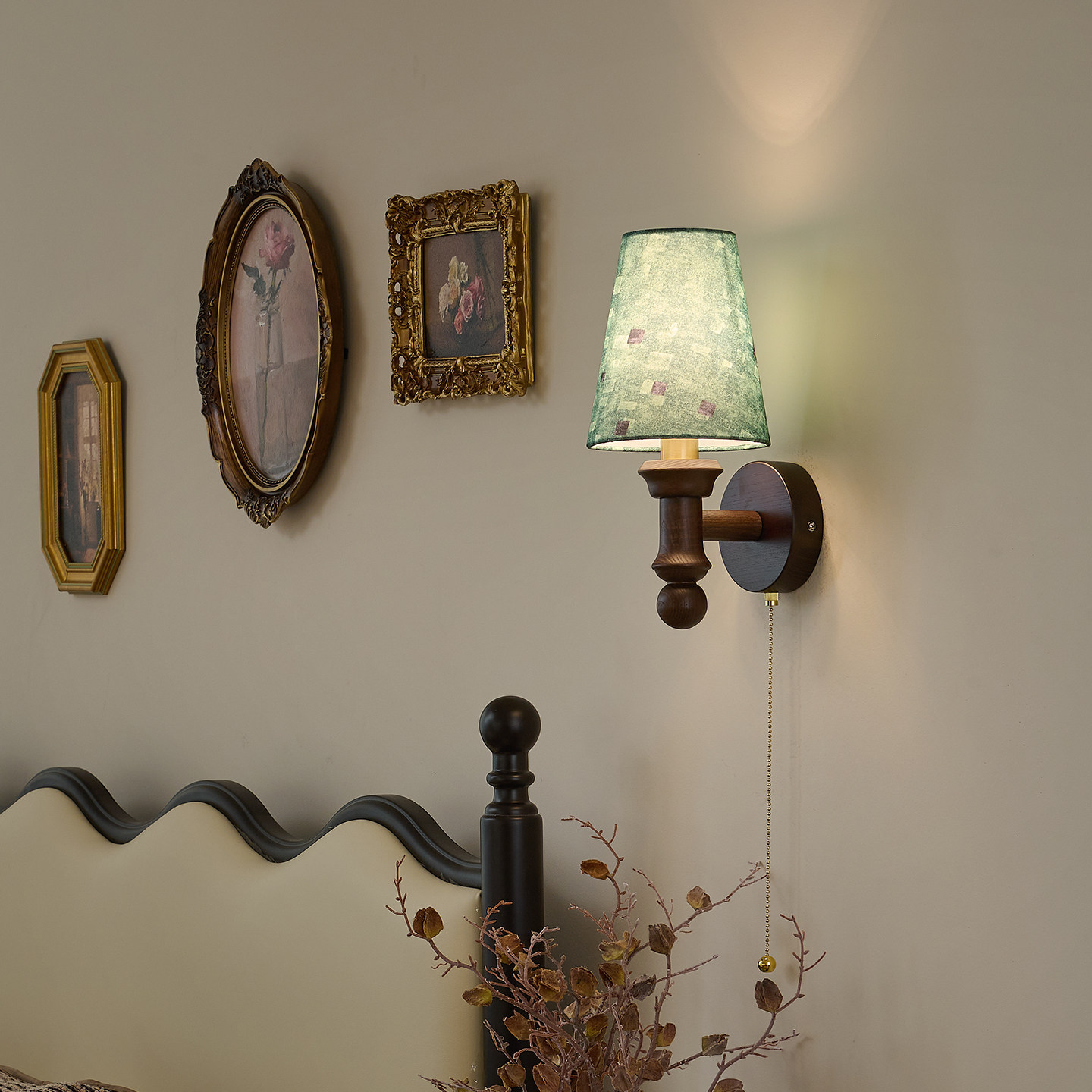 美式复古壁灯主卧室床头灯客厅背景墙壁灯温馨走廊楼梯间布艺灯具