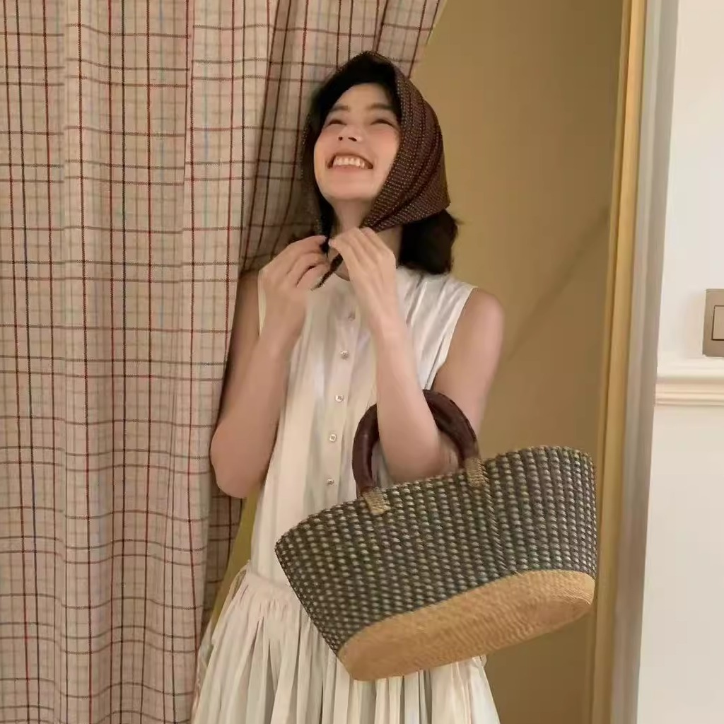 秋屿moment 自制 宽松百搭压褶无袖连衣裙（没有里衬哦）