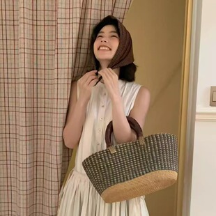 秋屿moment 自制 宽松百搭压褶无袖连衣裙(没有里衬哦)