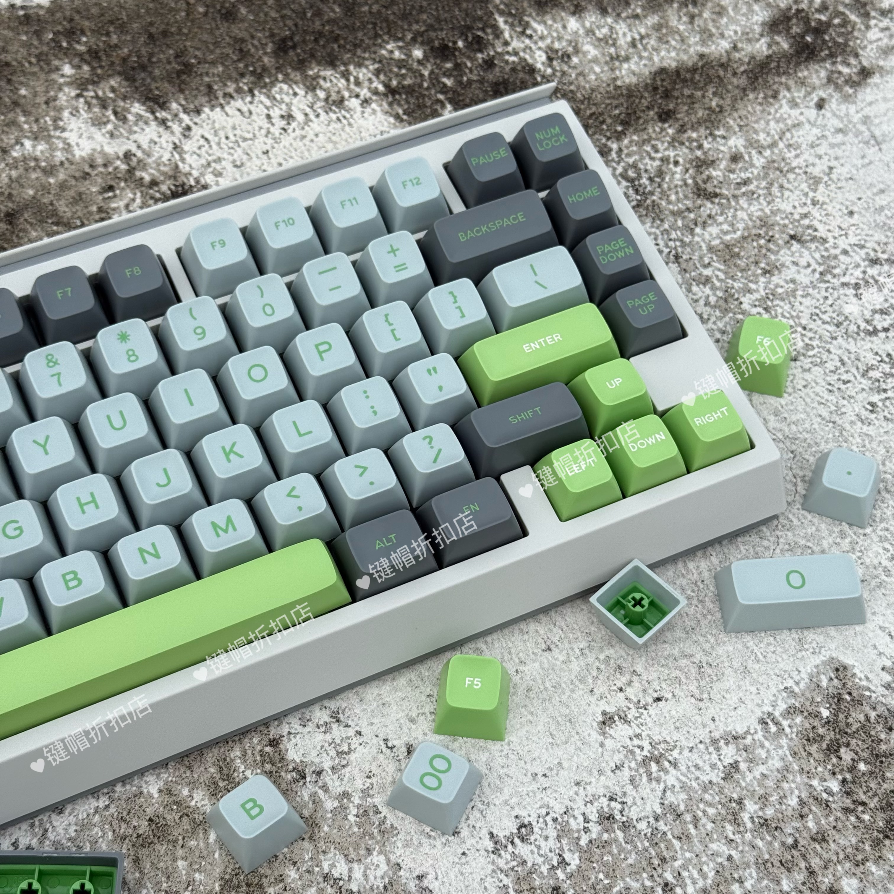 大叶SA键帽青柠配色ABS材质172键大全套适配十字轴个性键客制化