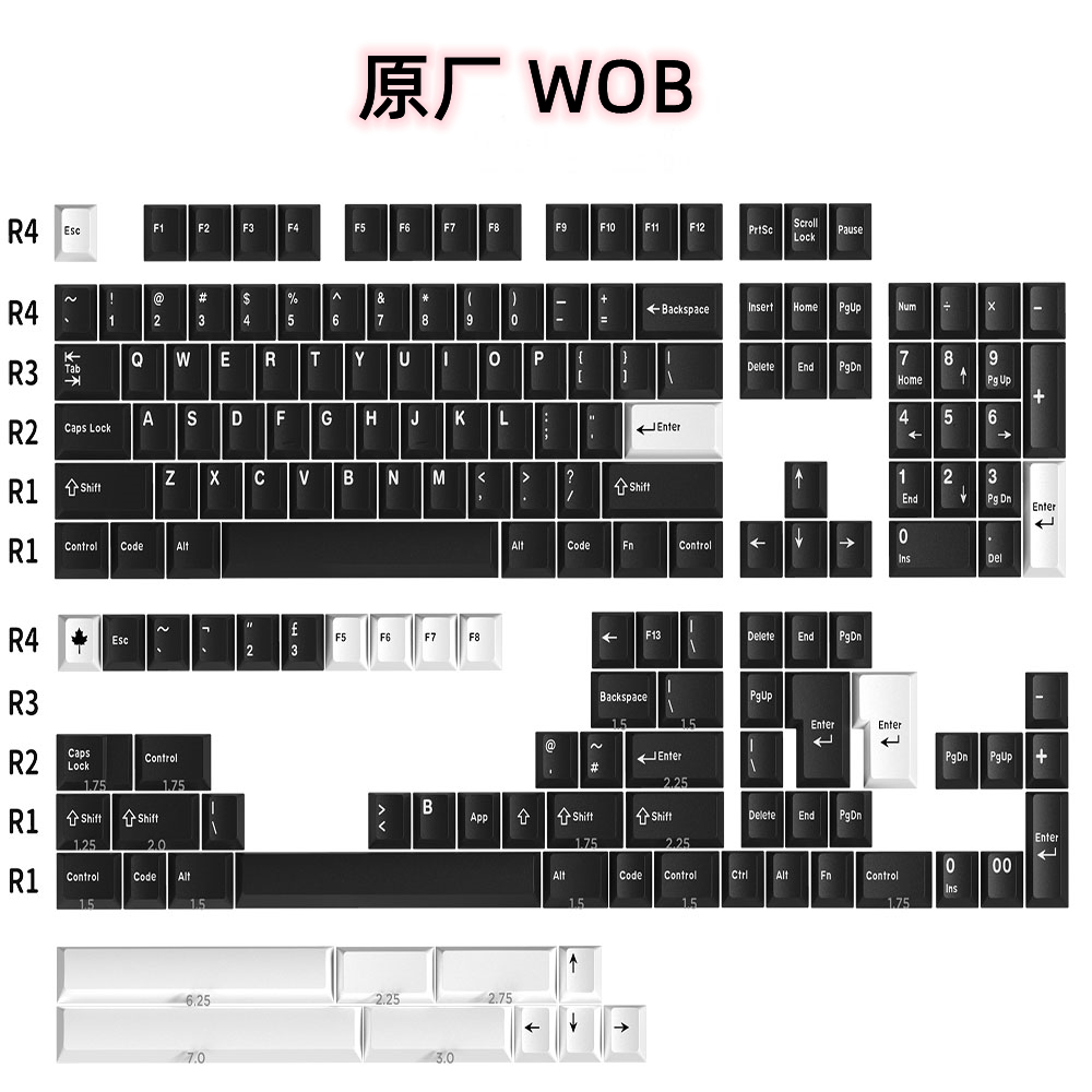键帽大叶WOB键帽原厂高度Cherry Keycap二色工艺ABS材质172大全套
