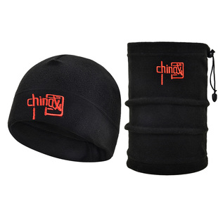 中国风秋冬骑行防寒防冻面罩摇粒绒围脖黑色套头帽子