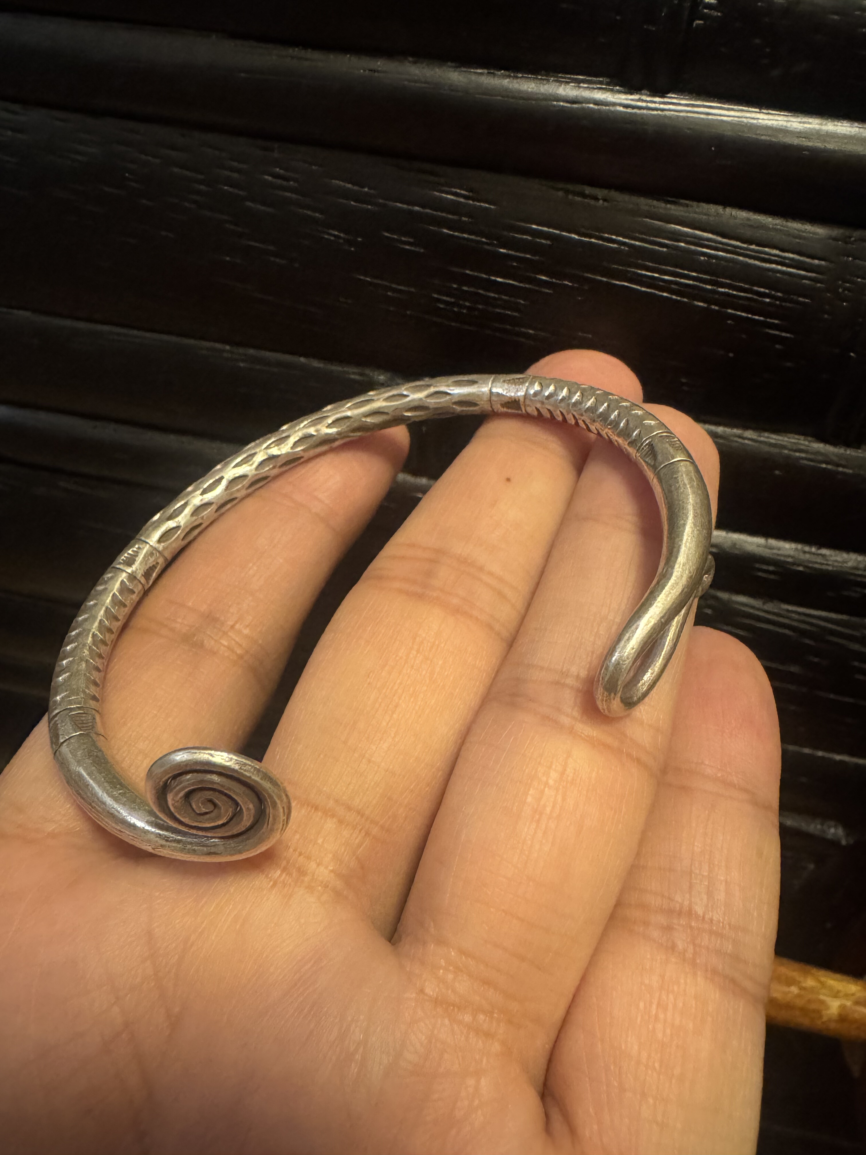 孤品清迈925纯银手镯复古做旧紧箍咒男女款个性开口手饰新年礼物