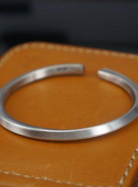 光面复古简洁风足银手镯送女友