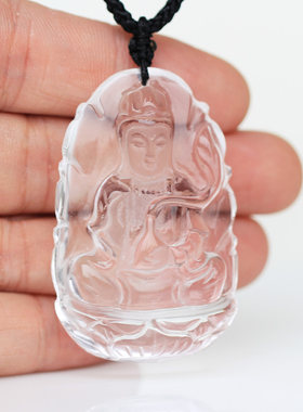 吊坠手工雕刻礼物观音天然白水晶