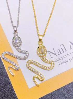 直播间专拍链接小众设计感气质百搭蛇镶锆石奢华感S925纯银项链女