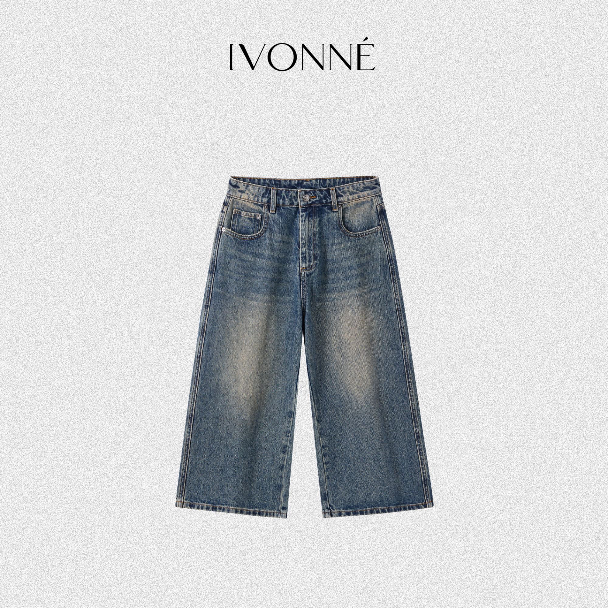 IVONNE|告白 2026秋季 进口土耳其棉高腰显瘦八分牛仔裤
