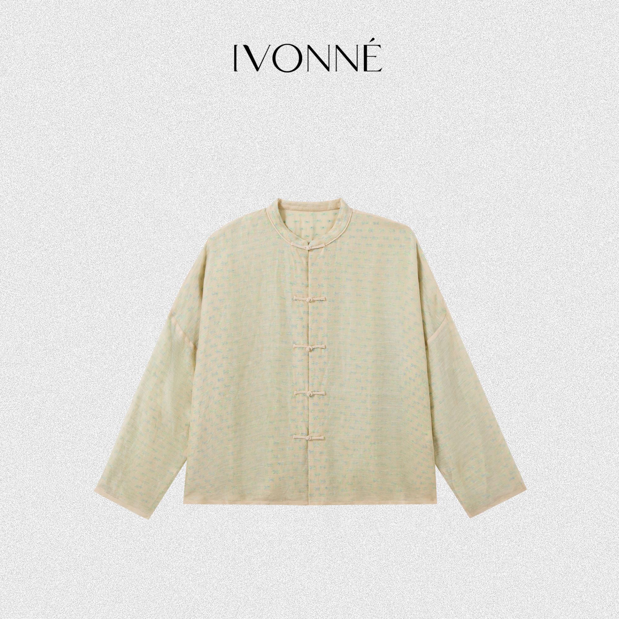 IVONNE|雾里看花 2026秋季新品 手作真丝亚麻拼接国风上衣外套