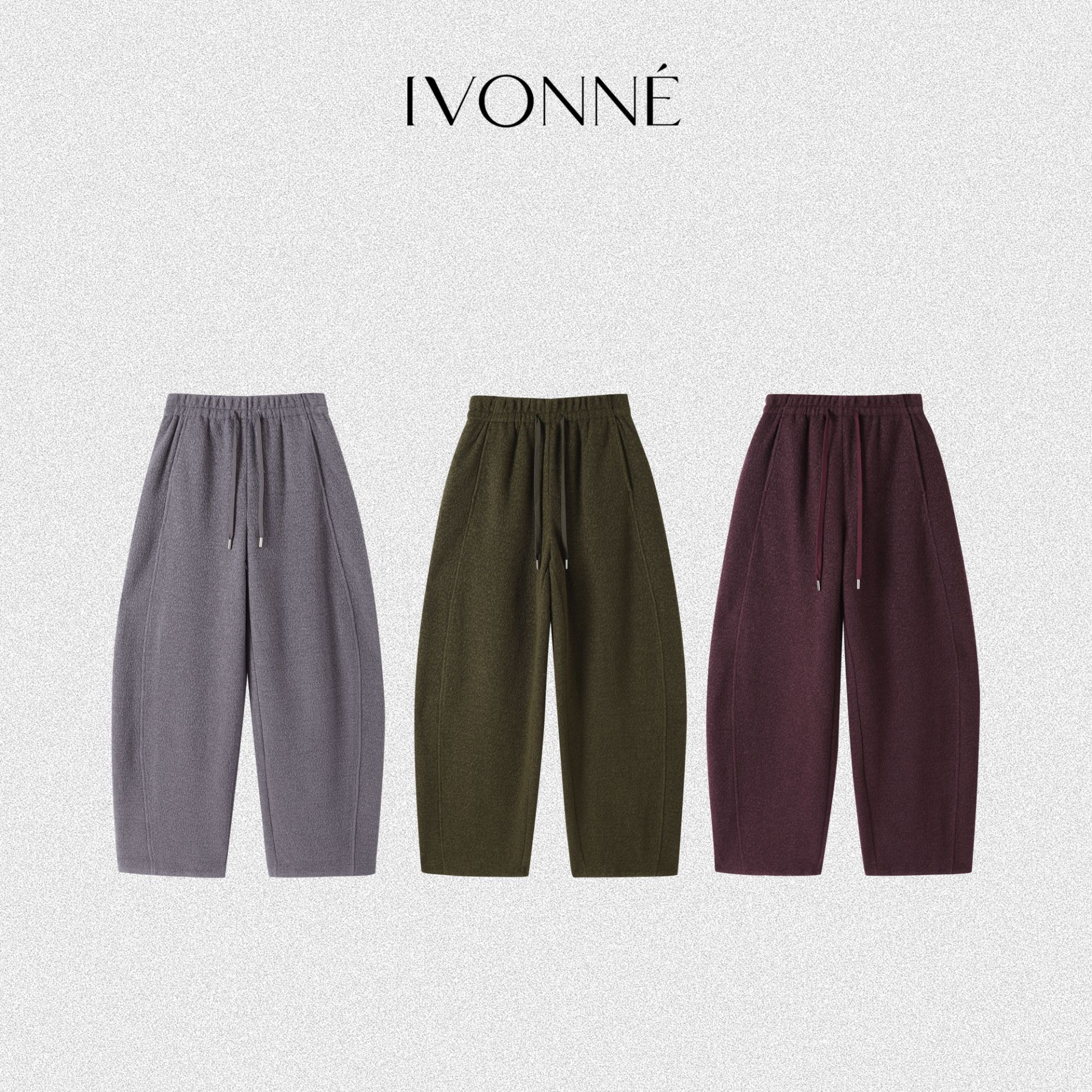 IVONNE|冬音 2025秋冬新品 进口天丝棉 高腰垂坠感休闲阔腿长裤