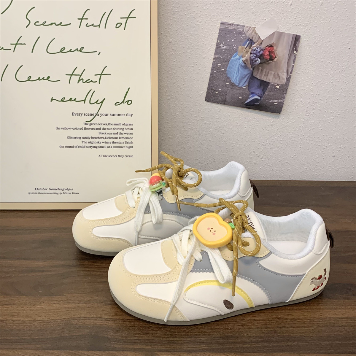 红色苹果挂件德训鞋女2026春季新款学生休闲百搭小白鞋运动鞋板鞋,女鞋,德训鞋,淘宝优惠券,粉丝福利购,淘宝优惠卷