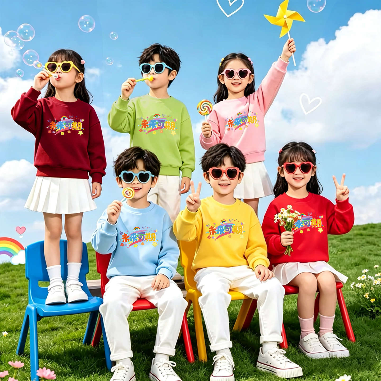 幼儿园班服未来可期圆领卫衣秋冬款男女童小学生团体演出服亲子装