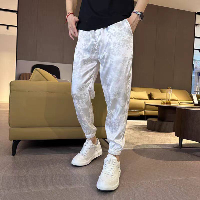 冰丝休闲裤夏印花潮流中国风裤子