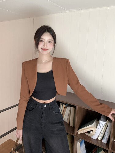 法式西服复古披肩长袖西装外套女