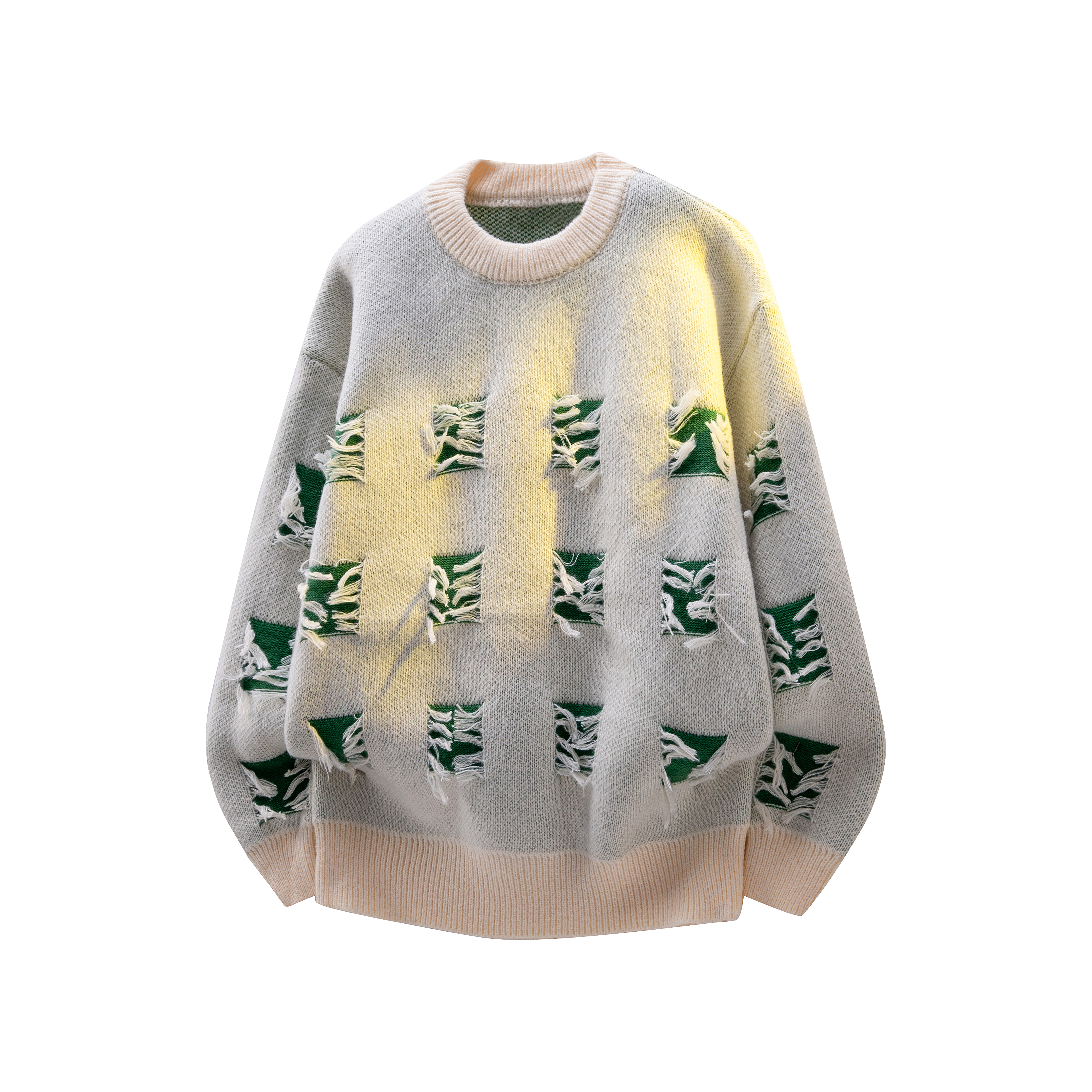 休闲风破洞针织衫男女冬季圆领