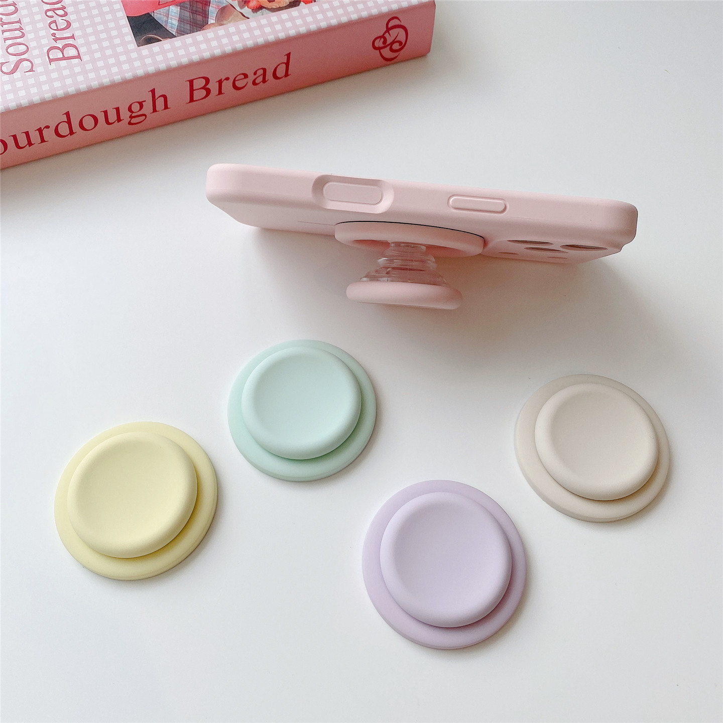 MagSafe磁吸硅胶波漾手机支架气囊苹果安卓伸缩底座追剧神器简约