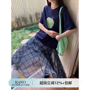 新款 設計感高腰a字格子長裙 不對稱斜裁格紋半身裙女夏季 你好卡農