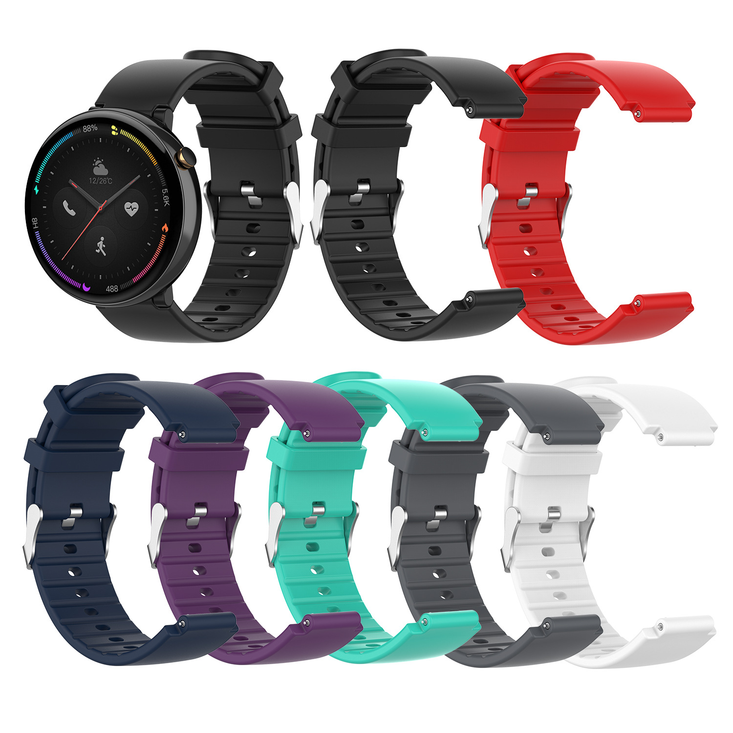 适用于华米Amazfit 智能手表2 A1807钢扣智能手环硅胶15.4mm表带 智能设备 智能手表手环表带/腕带 原图主图