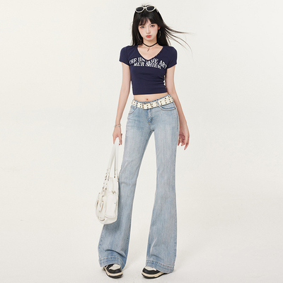 低腰修身百搭显瘦弹力牛仔裤女夏