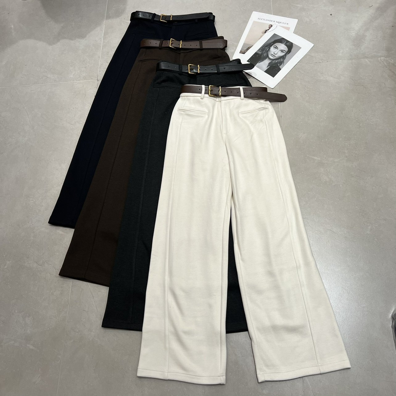 欧货女装2025秋冬新款时尚通勤配腰带绵羊毛窄版直筒休闲裤886159,女装/女士精品,休闲裤,淘宝优惠券,粉丝福利购,淘宝优惠卷