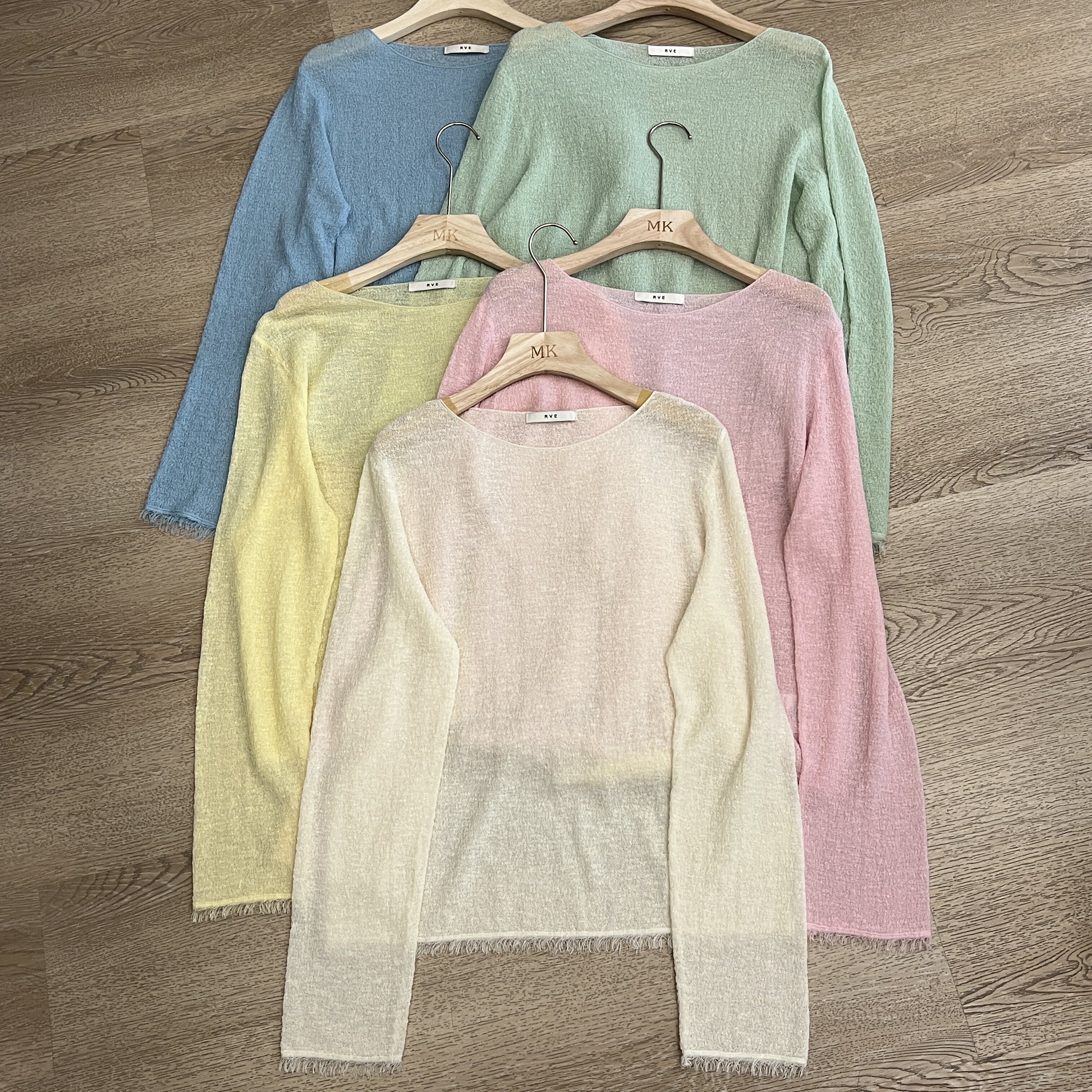 欧洲站韩系慵懒风纯色圆领长袖针织衫女夏季防晒罩衫百搭长袖T恤