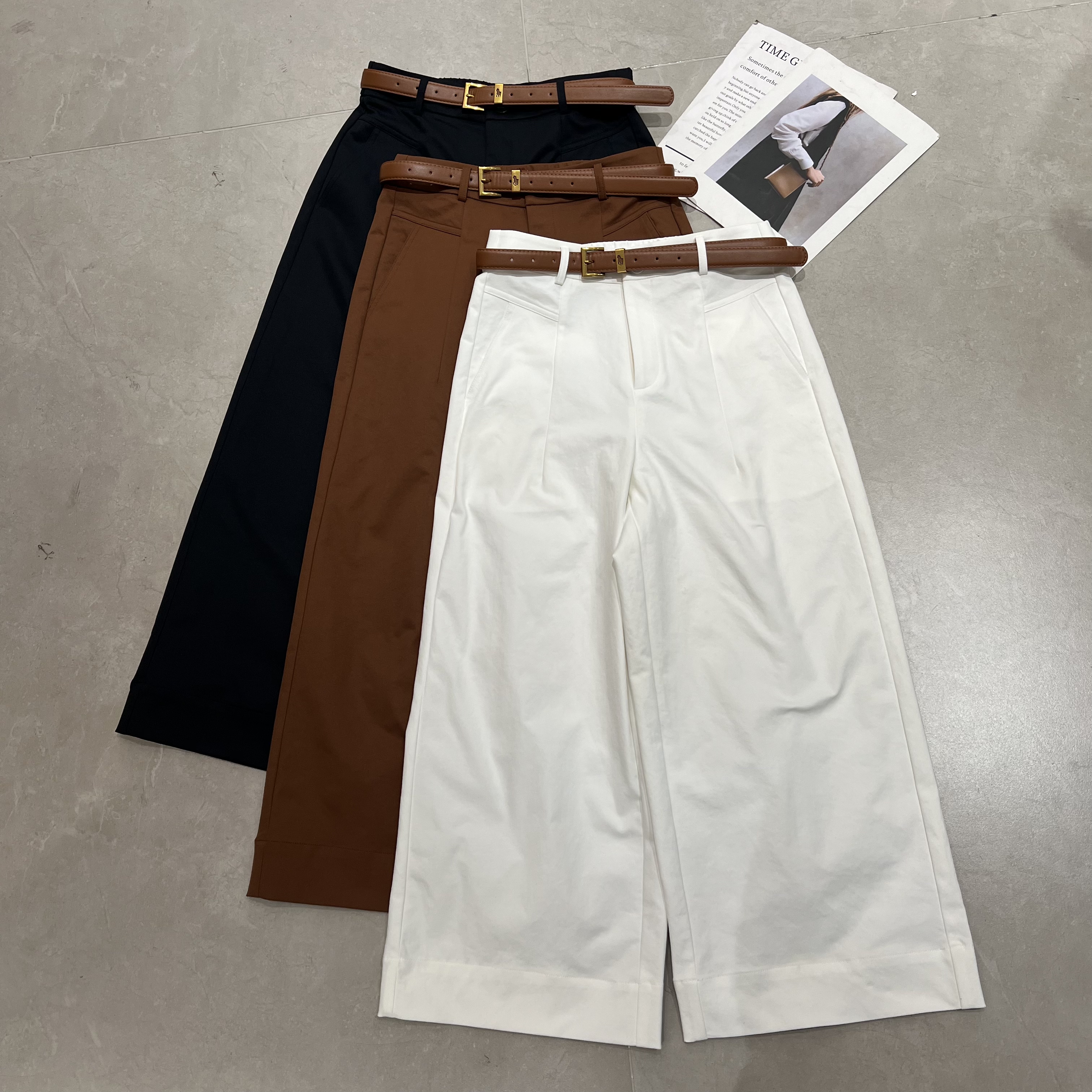 欧洲站2026春季新款欧货时尚通勤高腰配腰带直筒西装九分休闲裤女