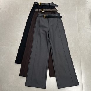 新款 裤 时尚 直筒阔腿休闲加绒西装 886219 通勤高腰显瘦窄版 欧货女装