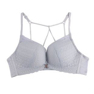 浪莎内衣女前扣聚拢文胸无痕性感蕾丝边美背夏季无钢圈固定杯胸罩