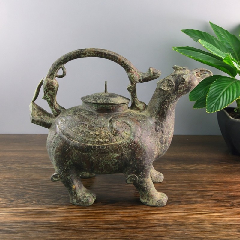 仿古青铜器鸟提梁博物馆定制古典家居摆件放办公室大堂博古架礼品