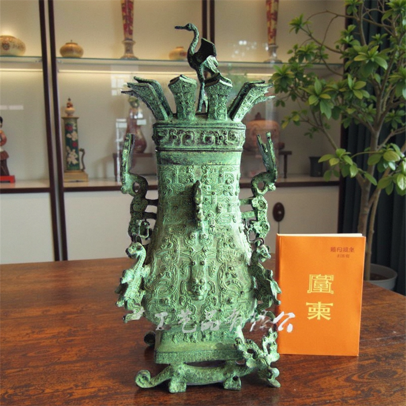 包邮仿古青铜器莲鹤方壶礼品办公室家居摆件装饰品开业庆典工艺品