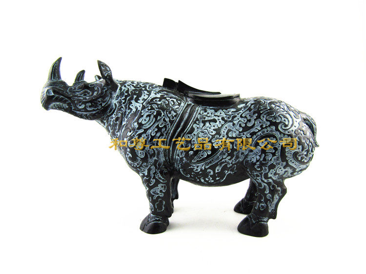 包邮上海仿古青铜器动物犀牛尊家居摆件办公室别墅装饰铜牛工艺品