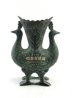 仿古青铜器双凤杯凤尊和尊艺术品家居摆件桌面笔筒办公室装修