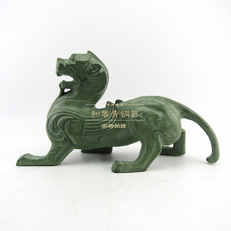 仿古青铜器瑞兽铜兽麒麟家居摆件工艺品礼品送朋友别墅办公室装修