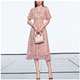 粉色印花雪纺长裙裙子短袖 2020新款 显瘦中长款 连衣裙夏季