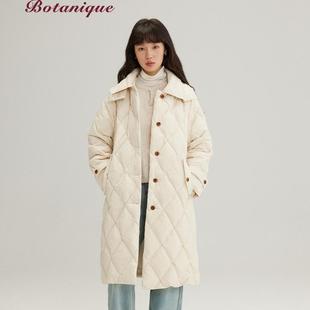 羽绒服女新款 90%白鸭绒可脱卸帽长款 奶油面包 Botanique植物学